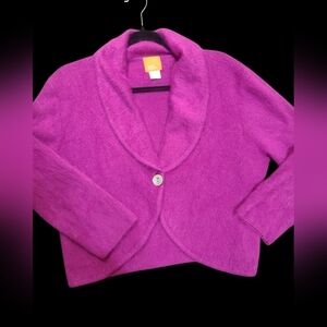 Hearts Of Palm Fusha Angora Shawl Collar Cardigan Size Large